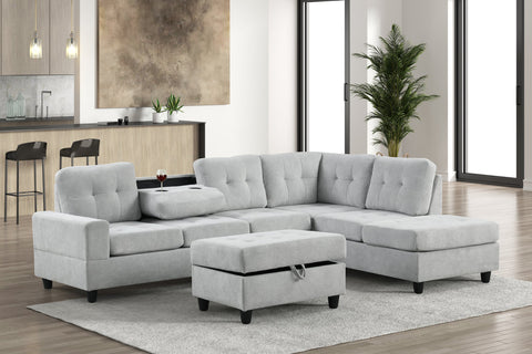 41Heights silver gray reversible sectional with storage ottoman