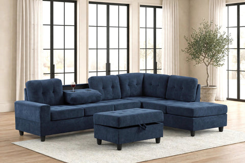 44Heights navy reversible sectional with storage ottoman